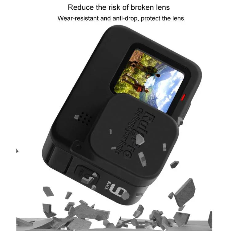RUIGPRO ฝาครอบเลนส์กล้องยางนุ่มกันรอยขีดข่วนสำหรับ GoPro HERO10 Black / HERO9 Black สำหรับ GoPro HERO9 Black