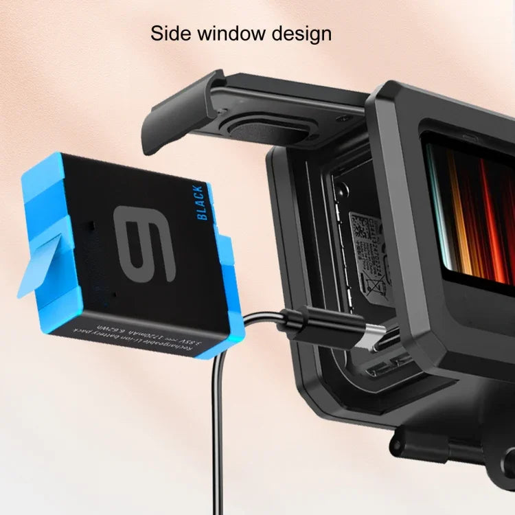 เคสป้องกันกรอบพลาสติก ABS สำหรับ GoPro HERO10 Black / HERO9 Black พร้อมล็อกฐานและสกรู กรอบพลาสติก ABS