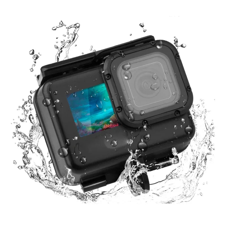 เคสกันน้ำลึก 50m พร้อมตัวล็อก ฐานยึดพื้นฐานและสกรู สำหรับ GoPro HERO10 Black / HERO9 Black, เคสกันน้ำ 50m