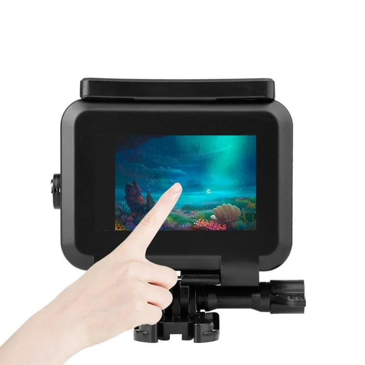 เคสกันน้ำลึก 50m พร้อมตัวล็อก ฐานยึดพื้นฐานและสกรู สำหรับ GoPro HERO10 Black / HERO9 Black, เคสกันน้ำ 50m