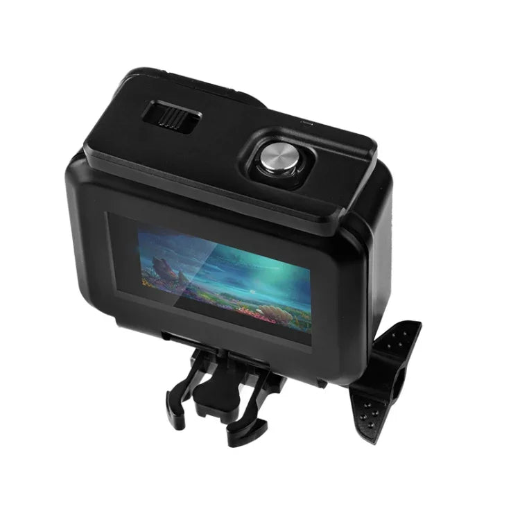 เคสกันน้ำลึก 50m พร้อมตัวล็อก ฐานยึดพื้นฐานและสกรู สำหรับ GoPro HERO10 Black / HERO9 Black, เคสกันน้ำ 50m