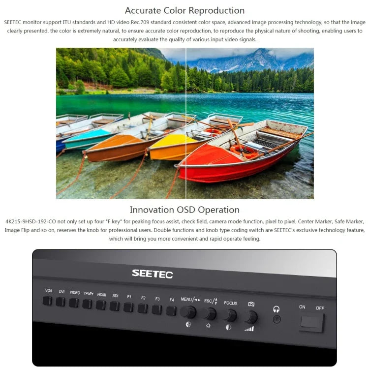 SEETEC 4K215-9HSD-CO จอมอนิเตอร์กล้องสนาม 21.5 นิ้ว 1920x1080 SDI / HDMI Full HD Director Box, 4K215-9HSD-CO