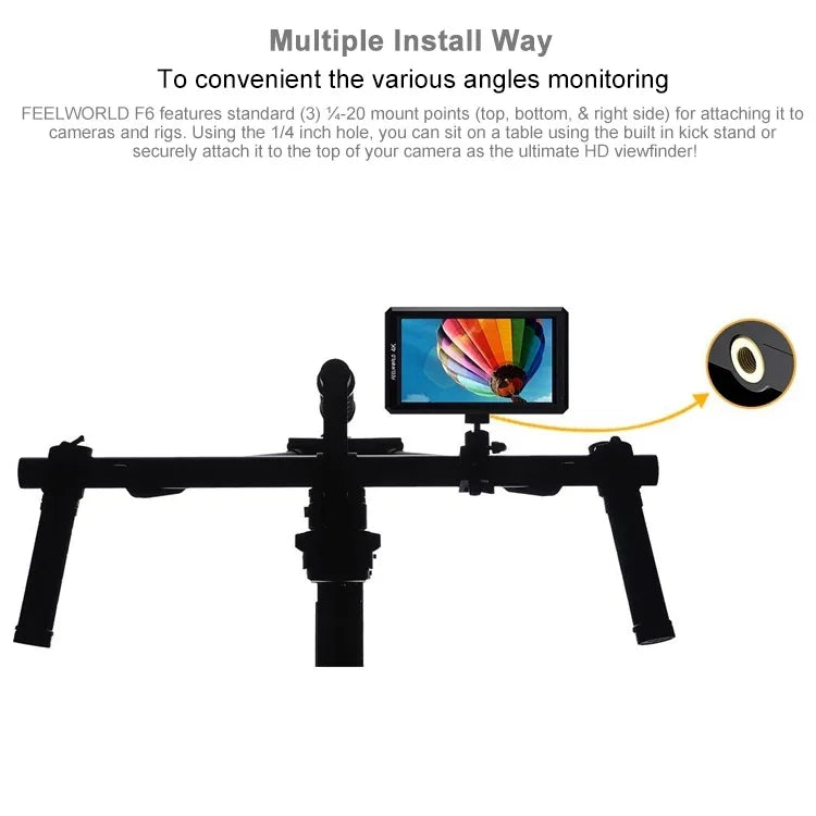 FEELWORLD F6 จอ IPS ขนาด 5.5 นิ้ว 1920x1080 HDMI 4K มอนิเตอร์สนามกล้อง, F6