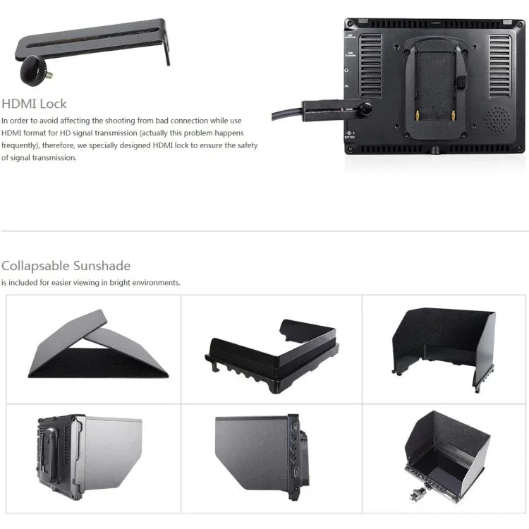 FEELWORLD FW759 จอมอนิเตอร์กล้องสนาม IPS ขนาด 7 นิ้ว 1280x800 ความบางพิเศษ HD, FW759