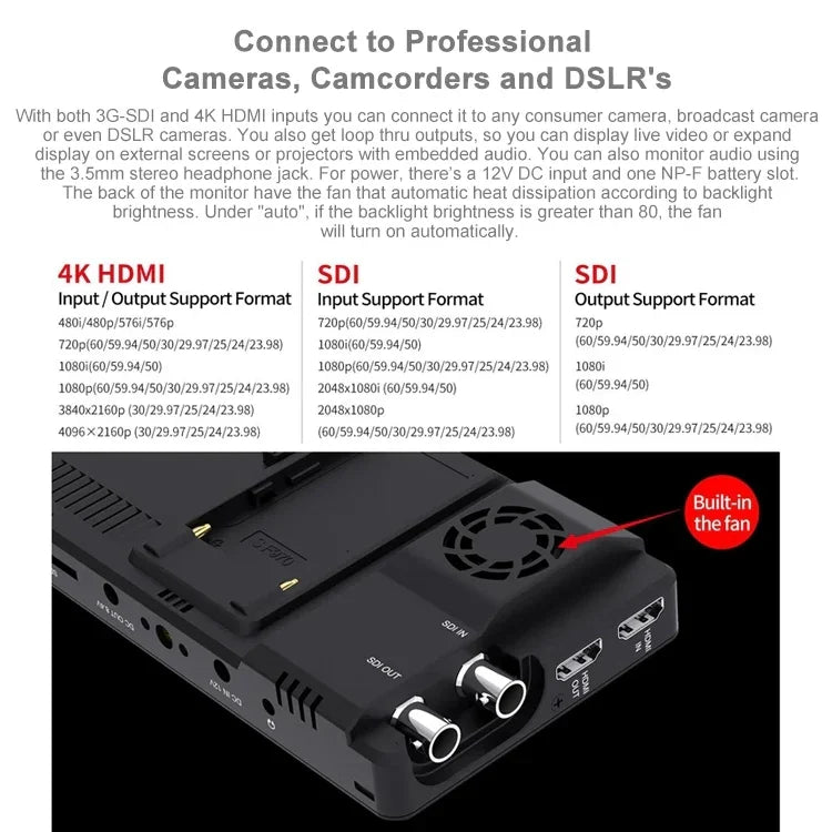 จอมอนิเตอร์กล้อง FEELWORLD LUT6S 1920x1080 2600 nits ขนาด 6 นิ้ว IPS พร้อม HDMI 4K หน้าจอสัมผัส SDI HDI, LUT6S