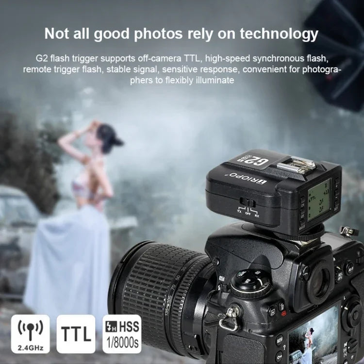 TRIOPO G2 ตัวกระตุ้นแฟลชไร้สาย 2.4G รับส่ง สองฟังก์ชัน TTL ความเร็วสูง สำหรับกล้อง Nikon, G2 สำหรับกล้อง Nikon