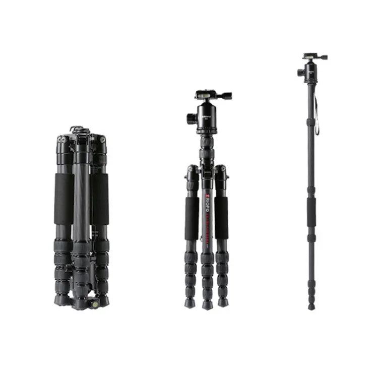 TRIOPO T259G+Q2 ขาตั้งกล้องคาร์บอนไฟเบอร์แบบพกพาปรับได้ พร้อมหัวบอล Q-2 สำหรับกล้อง SLR, T259G+Q2