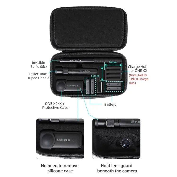 กระเป๋าเก็บของ Sunnylife IST-B193 สำหรับ Insta360 ONE X2 / X, สำหรับ Insta360 ONE X2 / X