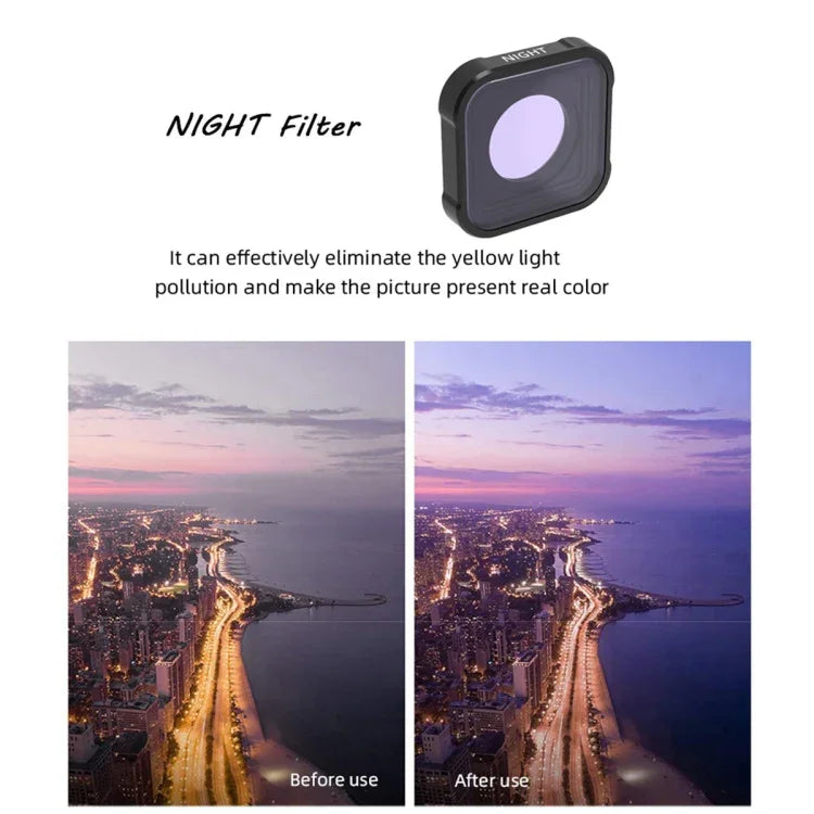 ฟิลเตอร์เลนส์ลดแสงรบกวนกลางคืน ซีรีส์ JSR KB สำหรับ GoPro HERO13 Black /12 Black /11 Black /10 Black /9 Black, NIGHT