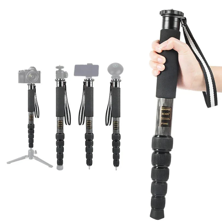 BEXIN P306C ขาตั้งกล้อง DSLR แบบ monopod คาร์บอนไฟเบอร์ สำหรับเดินทางและกลางแจ้ง, P306C