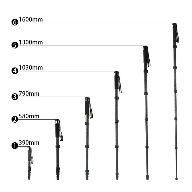 BEXIN P306C Portable Travel Outdoor DSLR Camera Carbon Fiber Monopod Holder, P306C