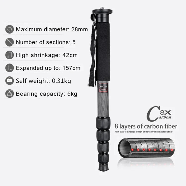 ที่จับโมโนพอดกล้อง DSLR แบบพกพา BEXIN MCS285 คาร์บอนไฟเบอร์ MCS285