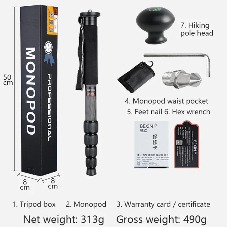 ที่จับโมโนพอดกล้อง DSLR แบบพกพา BEXIN MCS285 คาร์บอนไฟเบอร์ MCS285