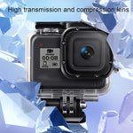 สำหรับเคสกันน้ำ GoPro HERO8 Black 45m พร้อมตัวล็อก ฐานยึดพื้นฐาน & สกรู & ฟิลเตอร์ (สีม่วง, แดง, ชมพู) & ที่จับลอยน้ำ & สายรัด & แผ่นกันฝ้า, เคส HERO8 ใส+ฟิลเตอร์