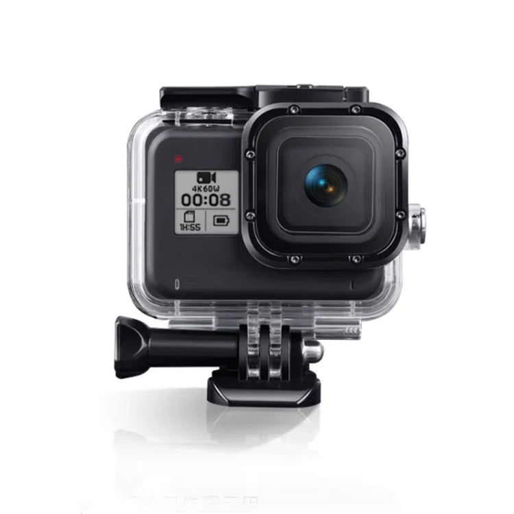 สำหรับเคสกันน้ำ GoPro HERO8 Black 45m พร้อมตัวล็อก ตัวยึดพื้นฐาน & สกรู & ฟิลเตอร์ (ม่วง, แดง, ชมพู) & ที่จับลอยน้ำ & สายรัด & แผ่นกันฝ้า, เคส HERO8 สีดำ+ฟิลเตอร์