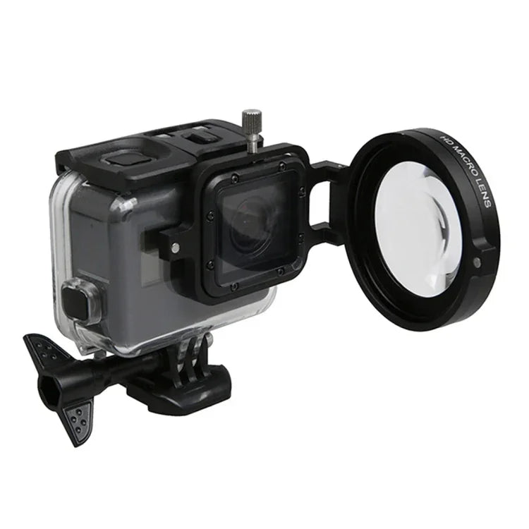 สำหรับกล้องแอคชัน GoPro HERO5 Sport เลนส์มาโคร 58 มม. กำลังขยาย 16X พร้อมฐานเลนส์, วงแหวนอะแดปเตอร์, ฝาปิดเลนส์, สายรัดมือกันหล่น และผ้าเช็ดทำความสะอาด