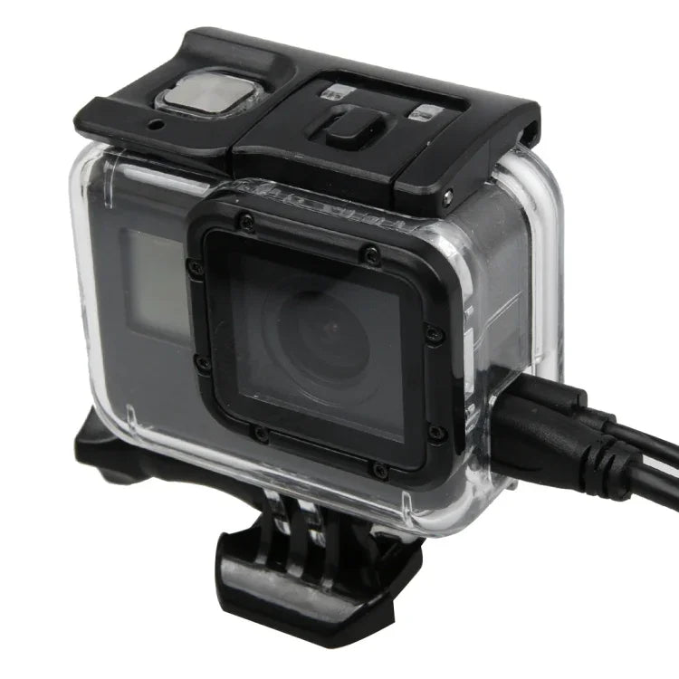 เคสกันกระแทกโครงเปลือก GoPro HERO5 พร้อมตัวยึดพื้นฐานและสกรูนำ, ต้องถอดเลนส์, พร้อมตัวยึดพื้นฐาน
