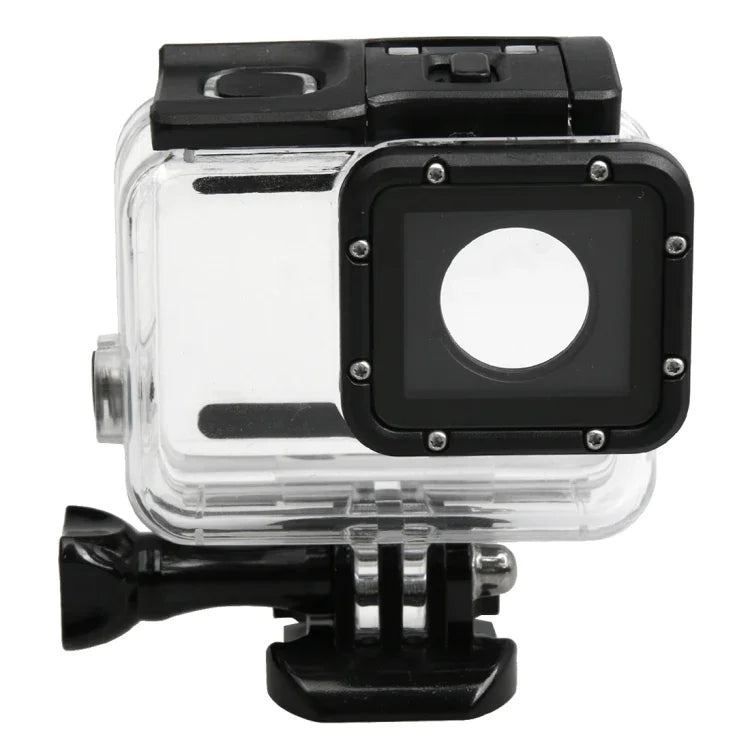 เคสกันน้ำ PC & ABS สำหรับ GoPro HERO5 30m พร้อมฝาหลังสัมผัสและตัวล็อก ตัวยึดพื้นฐาน & สกรูยาว, ขนาดฝาหลัง: 7 x 6 ซม., เคสป้องกัน
