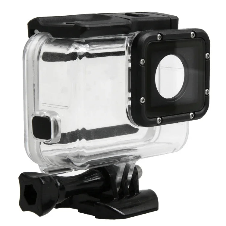 เคสกันน้ำ PC & ABS สำหรับ GoPro HERO5 30m พร้อมฝาหลังสัมผัสและตัวล็อก ตัวยึดพื้นฐาน & สกรูยาว, ขนาดฝาหลัง: 7 x 6 ซม., เคสป้องกัน