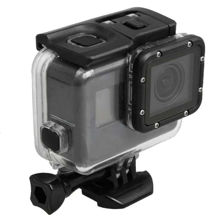 เคสกันน้ำ PC & ABS สำหรับ GoPro HERO5 30m พร้อมฝาหลังสัมผัสและตัวล็อก ตัวยึดพื้นฐาน & สกรูยาว, ขนาดฝาหลัง: 7 x 6 ซม., เคสป้องกัน