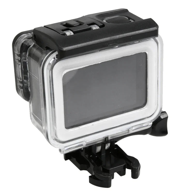 เคสกันน้ำ PC & ABS สำหรับ GoPro HERO5 30m พร้อมฝาหลังสัมผัสและตัวล็อก ตัวยึดพื้นฐาน & สกรูยาว, ขนาดฝาหลัง: 7 x 6 ซม., เคสป้องกัน