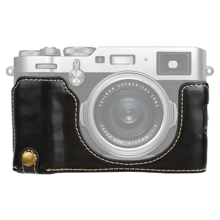 ฐานเคสหนัง PU ครึ่งตัวพร้อมเกลียว 1/4 นิ้ว สำหรับ FUJIFILM X100V, สำหรับ FUJIFILM X100V