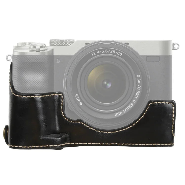 ฐานเคสหนัง PU ครึ่งตัวพร้อมเกลียว 1/4 นิ้ว สำหรับ Sony ILCE-7C/A7C, สำหรับ Sony ILCE-7C/A7C