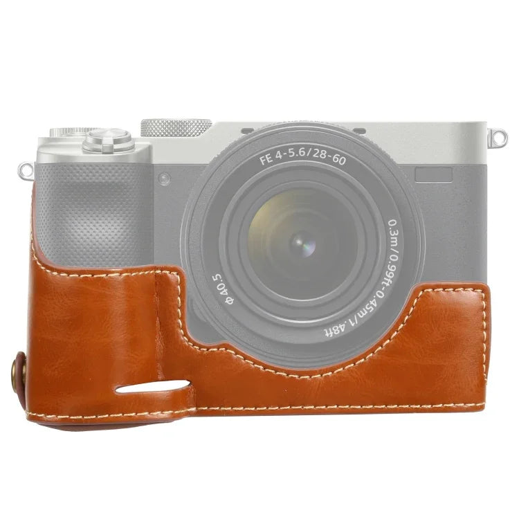 ฐานเคสหนัง PU ครึ่งตัวพร้อมเกลียว 1/4 นิ้ว สำหรับ Sony ILCE-7C/A7C, สำหรับ Sony ILCE-7C/A7C