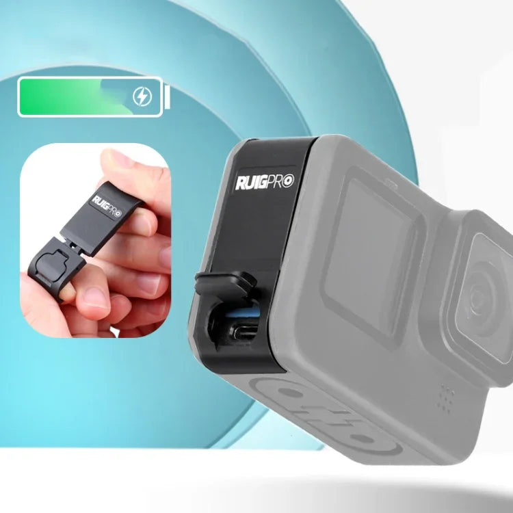 ฝาครอบด้านข้างแบตเตอรี่อลูมิเนียมอัลลอย RUIGPRO สำหรับ GoPro HERO10 Black / HERO9 Black, ฝาครอบด้านข้างอลูมิเนียมอัลลอย