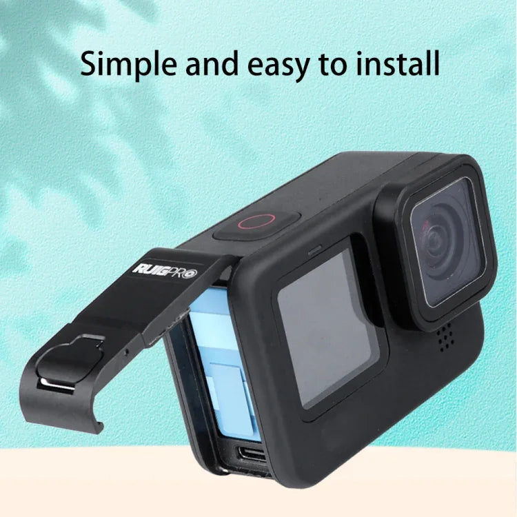 ฝาครอบด้านข้างแบตเตอรี่อลูมิเนียมอัลลอย RUIGPRO สำหรับ GoPro HERO10 Black / HERO9 Black, ฝาครอบด้านข้างอลูมิเนียมอัลลอย