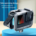 RUIGPRO กรงป้องกันกรอบโลหะพร้อมฐานรองรองเท้าคู่สำหรับ GoPro HERO10 Black / HERO9 Black, สีเงินเทา