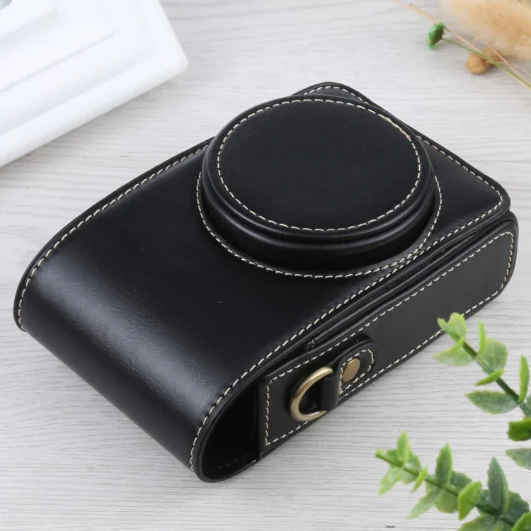กระเป๋าเคสกล้องหนัง PU แบบเต็มตัวพลิกตั้งได้พร้อมสายสะพาย สำหรับ Ricoh GR III / GRII, Sony ZV-1 / DSC-RX100M7 / RX100M6 / RX100M5 / RX100M2, สำหรับ Ricoh GR III