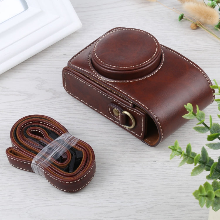 กระเป๋าเคสกล้องหนัง PU แบบเต็มตัวพลิกตั้งได้พร้อมสายสะพาย สำหรับ Ricoh GR III / GRII, Sony ZV-1 / DSC-RX100M7 / RX100M6 / RX100M5 / RX100M2, สำหรับ Ricoh GR III