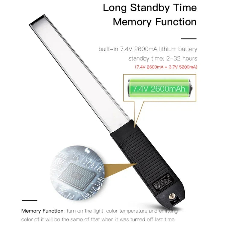 LUXCeO Q508A ไฟ LED แท่งถ่ายภาพ 8 สี กันน้ำ ไฟเติม LED แบบถือพร้อมรีโมทคอนโทรล, Q508A