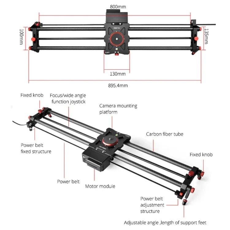 YELANGU L80TC รางสไลด์ไฟฟ้ายาว 80 ซม. พร้อมรีโมทคอนโทรล 2.4GHz สำหรับกล้อง SLR / กล้องวิดีโอ, L80TC 80 ซม.
