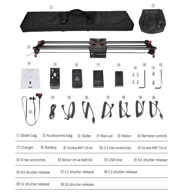 YELANGU L80TC รางสไลด์ไฟฟ้ายาว 80 ซม. พร้อมรีโมทคอนโทรล 2.4GHz สำหรับกล้อง SLR / กล้องวิดีโอ, L80TC 80 ซม.