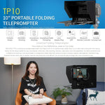 FEELWORLD TP10 โทรโปรมป์เตอร์พับได้ขนาด 10 นิ้ว พร้อมรีโมทคอนโทรลและแหวนอะแดปเตอร์เลนส์สำหรับสมาร์ทโฟน / แท็บเล็ตขนาดต่ำกว่า 10 นิ้ว, TP10