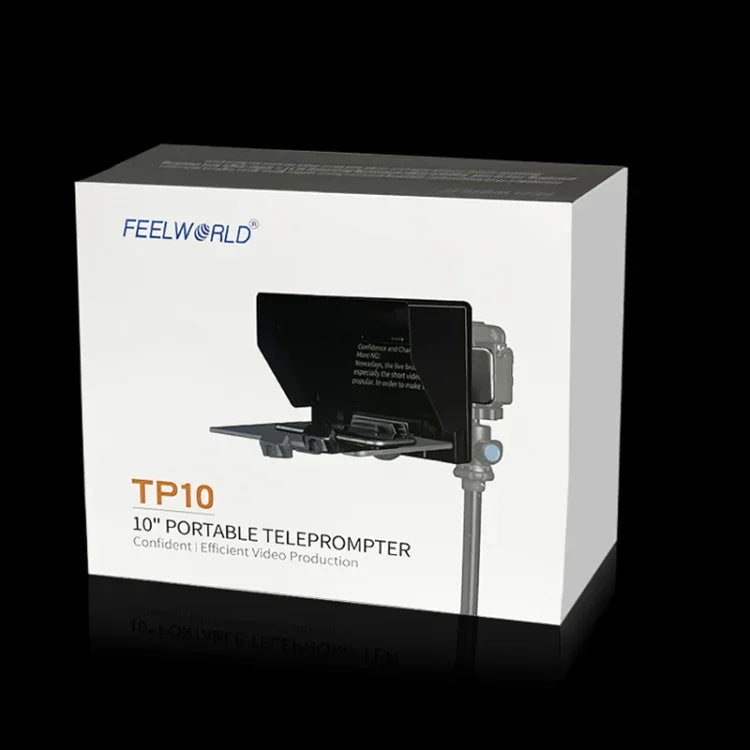 FEELWORLD TP10 โทรโปรมป์เตอร์พับได้ขนาด 10 นิ้ว พร้อมรีโมทคอนโทรลและแหวนอะแดปเตอร์เลนส์สำหรับสมาร์ทโฟน / แท็บเล็ตขนาดต่ำกว่า 10 นิ้ว, TP10