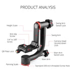 หัวขาตั้งกล้องกันสั่น YELANGU A201 แบบหมุนรอบ 360 องศาสำหรับกล้อง DV และ SLR, A201
