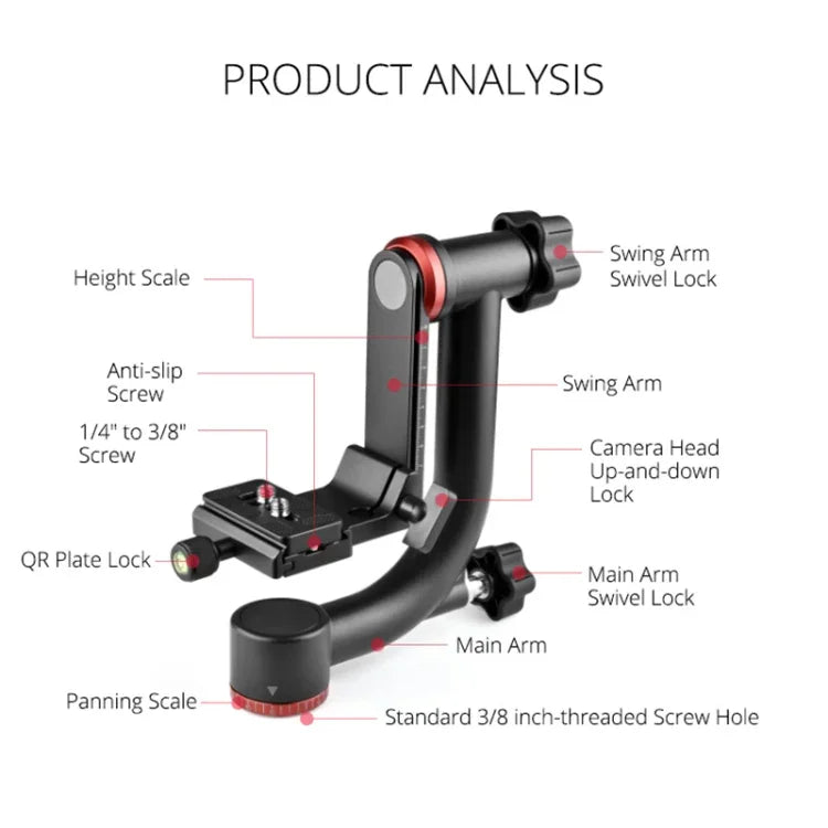 หัวขาตั้งกล้องกันสั่น YELANGU A201 แบบหมุนรอบ 360 องศาสำหรับกล้อง DV และ SLR, A201