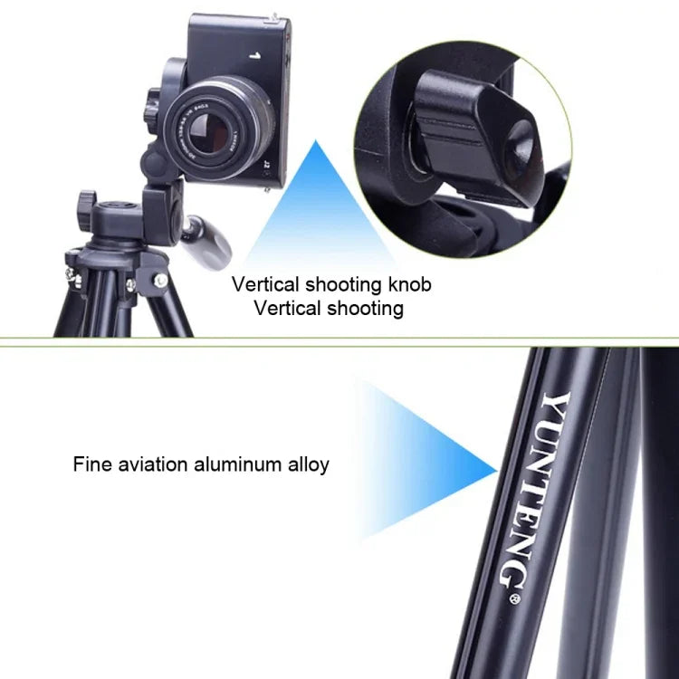 ขาตั้งกล้องอลูมิเนียมพับได้ 4 ท่อน YUNTENG VCT-680RM พร้อมหัวขาตั้งกล้อง 3 มิติ สำหรับกล้อง DSLR & ดิจิทัล, ปรับความสูงได้: 46-138ซม., VCT-680RM