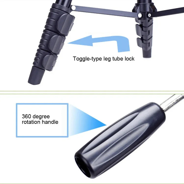 ขาตั้งกล้องอลูมิเนียมพับได้ 4 ท่อน YUNTENG VCT-680RM พร้อมหัวขาตั้งกล้อง 3 มิติ สำหรับกล้อง DSLR & ดิจิทัล, ปรับความสูงได้: 46-138ซม., VCT-680RM