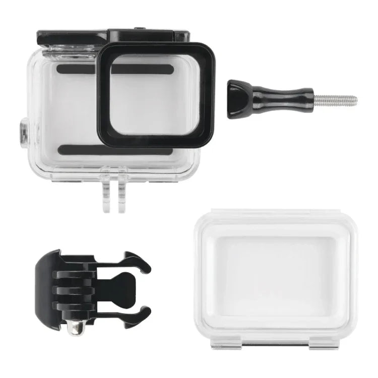 เคสกันน้ำ 45 เมตรพร้อมฝาหลังหน้าจอสัมผัสสำหรับ GoPro NEW HERO /HERO6 /5 พร้อมตัวยึดพื้นฐานและสกรู ไม่ต้องถอดเลนส์ หน้าจอสัมผัส (ใส)