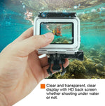 เคสกันน้ำ 45 เมตรพร้อมฝาหลังหน้าจอสัมผัสสำหรับ GoPro NEW HERO /HERO6 /5 พร้อมตัวยึดพื้นฐานและสกรู ไม่ต้องถอดเลนส์ หน้าจอสัมผัส (ใส)