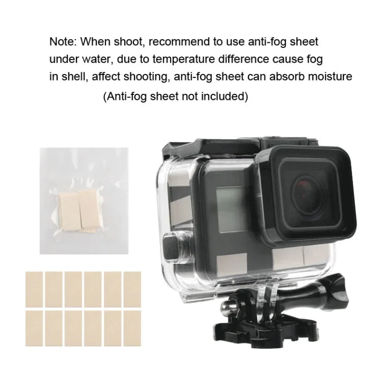 เคสกันน้ำ 45 เมตรพร้อมฝาหลังหน้าจอสัมผัสสำหรับ GoPro NEW HERO /HERO6 /5 พร้อมตัวยึดพื้นฐานและสกรู ไม่ต้องถอดเลนส์ หน้าจอสัมผัส (ใส)