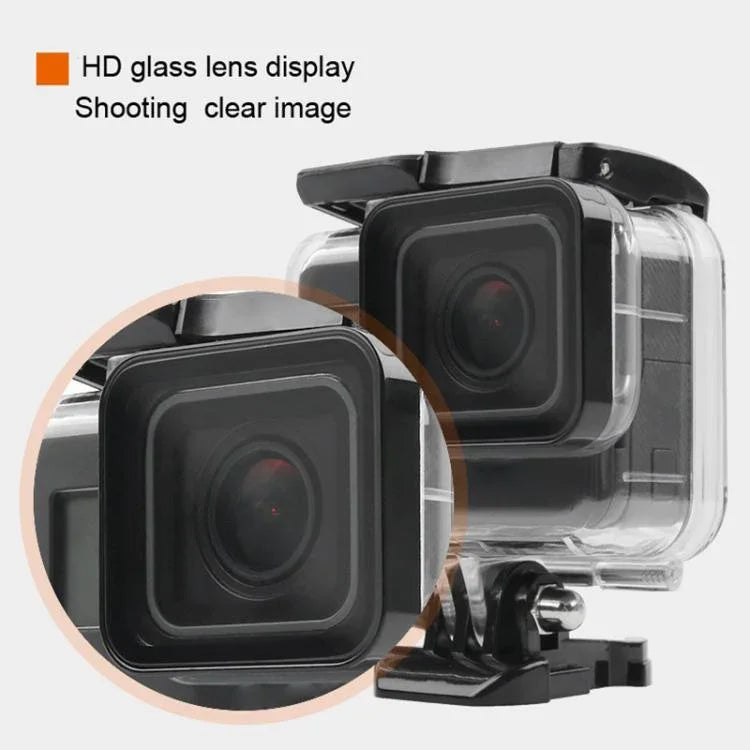 เคสกันน้ำ 45 เมตรพร้อมฝาหลังหน้าจอสัมผัสสำหรับ GoPro NEW HERO /HERO6 /5 พร้อมตัวยึดพื้นฐานและสกรู และฟิลเตอร์สีม่วง แดง ชมพู ไม่ต้องถอดเลนส์ หน้าจอสัมผัส + ฟิลเตอร์ (ใส)