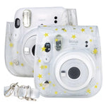 กระเป๋ากล้องแข็ง PVC ลายคริสตัล Stars พร้อมสายสะพายสำหรับ FUJIFILM Instax Mini 11, สีใส
