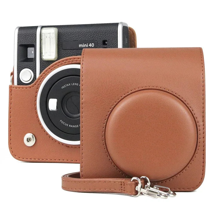 กระเป๋าเคสกล้องหนัง PU วินเทจเต็มตัวพร้อมสายสำหรับ FUJIFILM instax mini 40, สำหรับ FUJIFILM instax mini 40