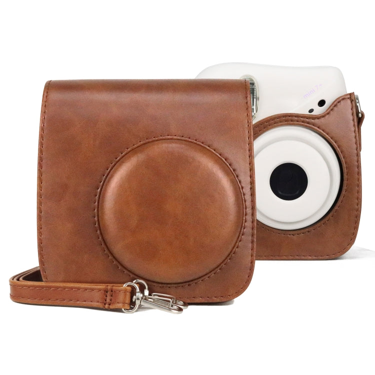 กระเป๋าเคสกล้องหนัง PU วินเทจเต็มตัวพร้อมสายสำหรับ FUJIFILM instax mini 7+, สำหรับ FUJIFILM instax mini 7+