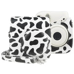 กระเป๋าเคสกล้องหนัง PU ลายวัวนมเต็มตัวพร้อมสายสำหรับ FUJIFILM instax mini 7+, ลายวัวนม